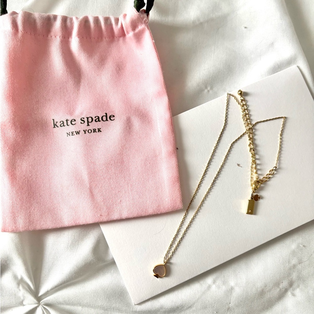 Kate Spade Gold Pendant Necklace with Pink Pouch